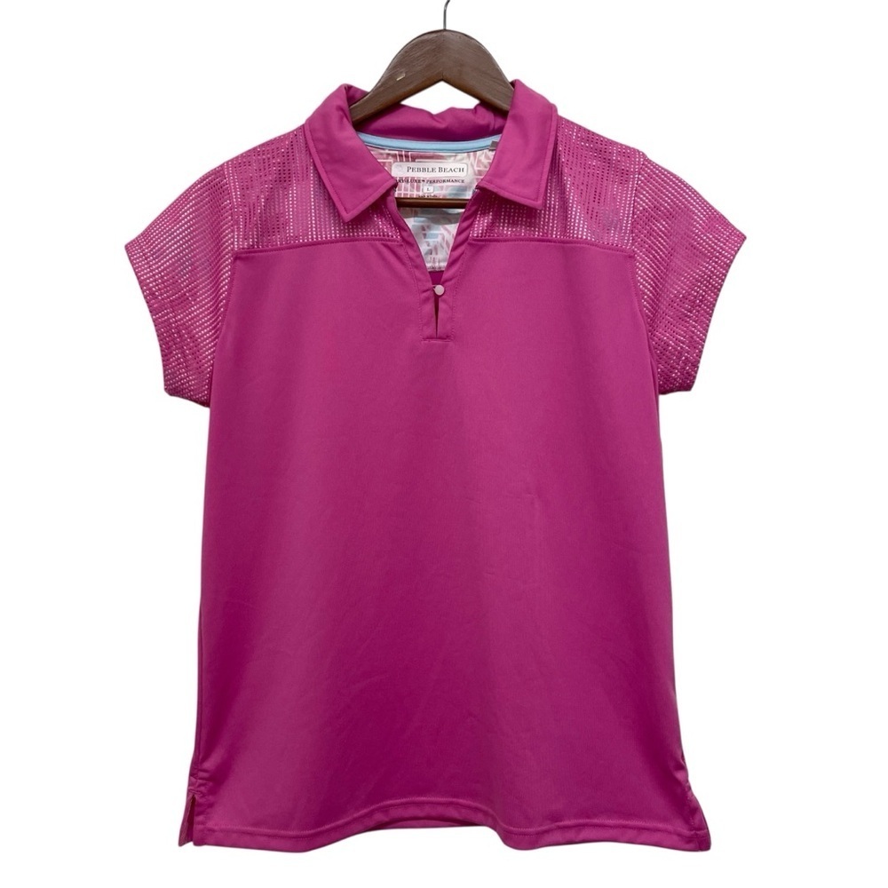 Pebble Beach Dry Luxe Pink Performance Golf Shirt Women’s Large - Picture 2 of 9